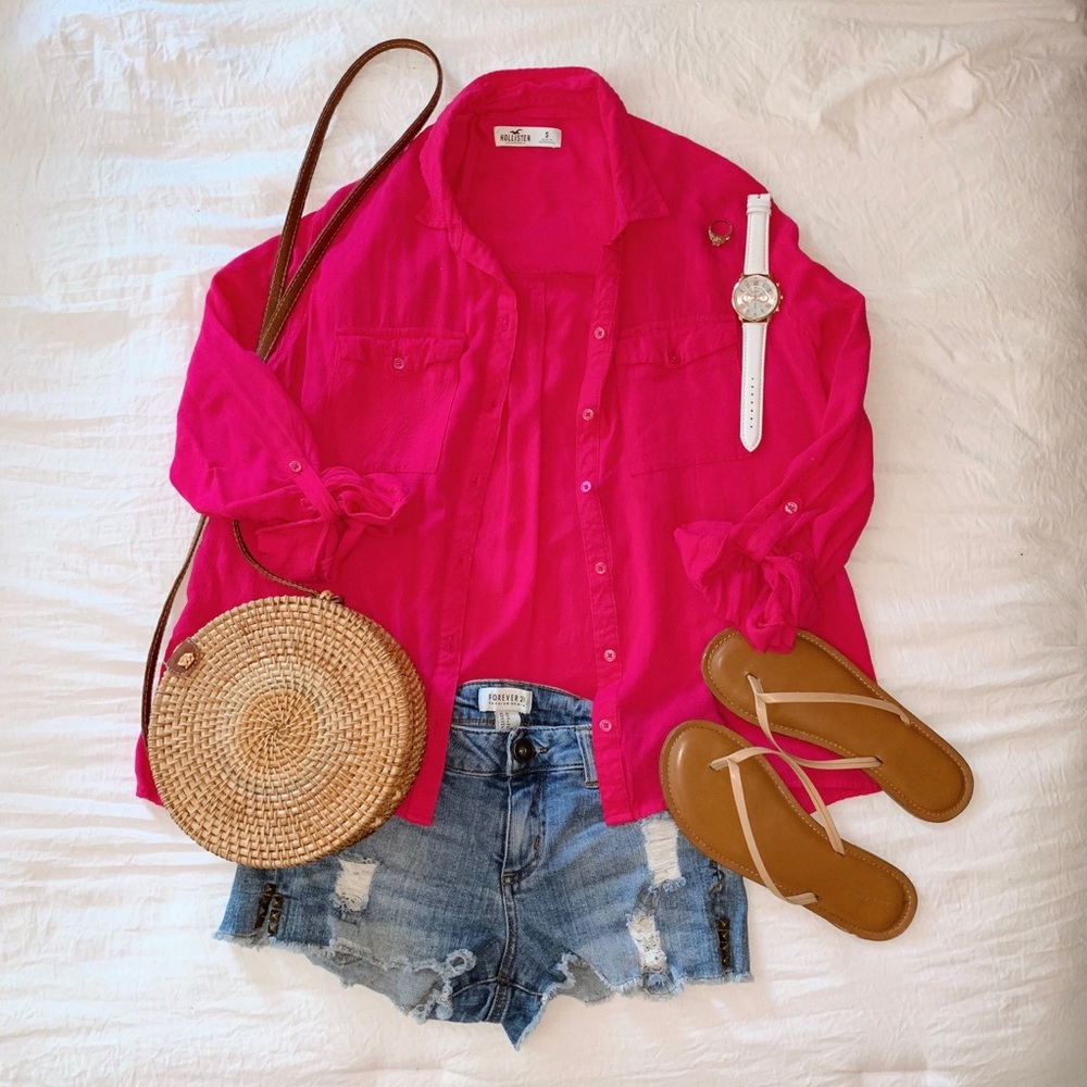 🔸3 for $25🔸Hollister Button Up Pink Flannel